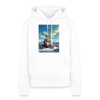 Steampunk Winterlandschaft mit Funkturm 1.13 - Frauen Premium Bio Hoodie - Weiß - Vorne - Julia (174cm)