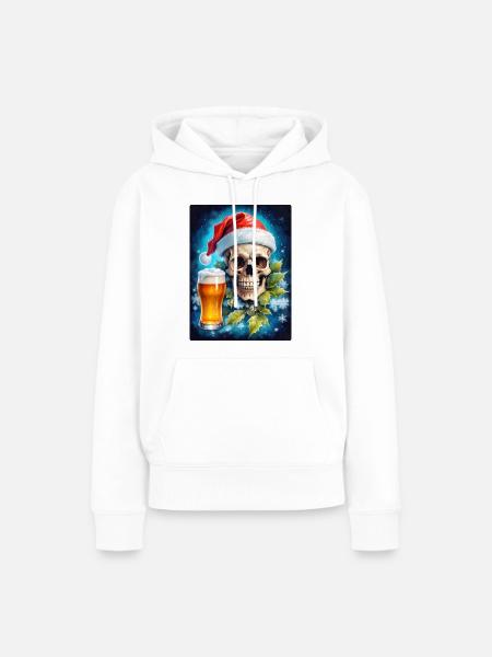 Weihnachten Skull Bier 1.3 - Frauen Premium Bio Hoodie - Weiß