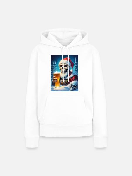 Weihnachten Skull Bier 1.6 - Frauen Premium Bio Hoodie - Weiß