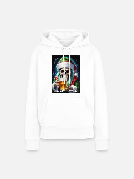 Weihnachten Skull Bier 2.4 - Frauen Premium Bio Hoodie - Weiß