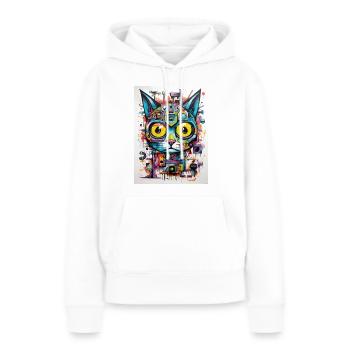 [MB] Shocked Cat - Women’s Premium Organic Hoodie - white - Front - Julia (174cm)