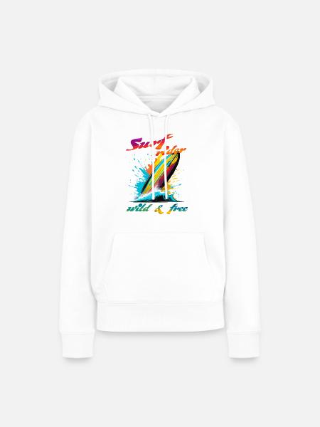 Surf-Reiter. Wild & Frei - Frauen Premium Bio Hoodie - Weiß