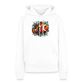 Poisson-clown - Sweat à capuche Premium bio Femme - blanc - Devant - Julia (174cm)