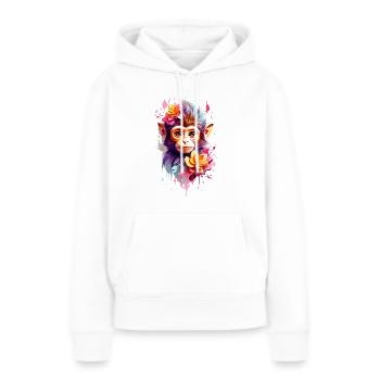 Singe Singe V1 24 08 - Sweat à capuche Premium bio Femme - blanc - Devant - Julia (174cm)
