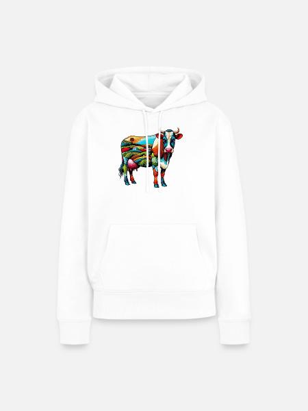 Kuh - Frauen Premium Bio Hoodie - Weiß