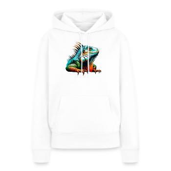 Iguane - Sweat à capuche Premium bio Femme - blanc - Devant - Julia (174cm)