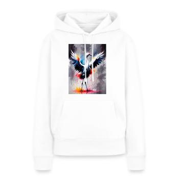 Grue - Sweat à capuche Premium bio Femme - blanc - Devant - Julia (174cm)