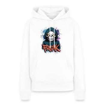 Freak - Skull, Totenkopf - Frauen Premium Bio Hoodie - Weiß - Vorne - Julia (174cm)