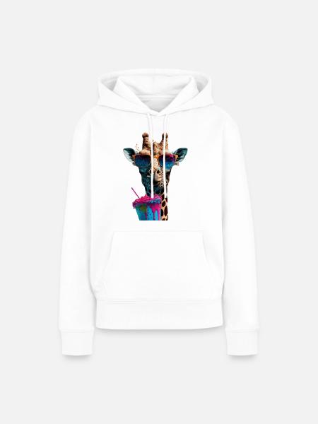 Giraffe beim Eis - Frauen Premium Bio Hoodie - Weiß