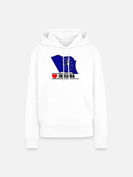 Flagge Indiana Herz INDIANA - Frauen Premium Bio Hoodie - Weiß
