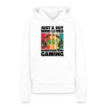 Gamer und Hamster: Videospiele und unendliche Energie - Frauen Premium Bio Hoodie - Weiß - Vorne - Julia (174cm)