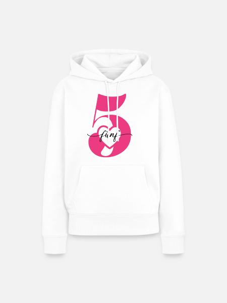 Ziffer Fünf 5 mit Herz - Frauen Premium Bio Hoodie - Weiß