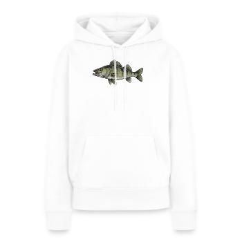 Pêche aux carnassiers du sandre - Sweat à capuche Premium bio Femme - blanc - Devant - Julia (174cm)