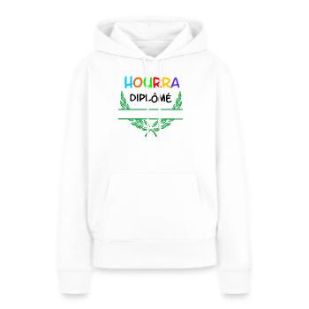 Hourra Diplôme – Espace de noms - Sweat à capuche Premium bio Femme - blanc - Devant - Julia (174cm)