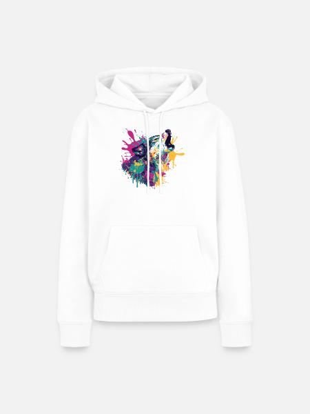 Wolf im Farbexplosion Stil - Frauen Premium Bio Hoodie - Weiß