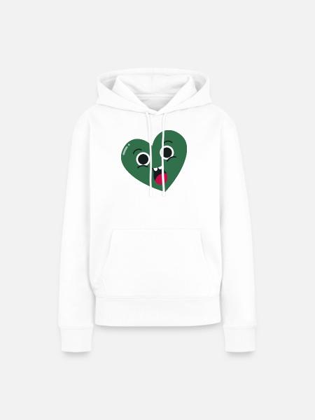 Lächelndes Grünes Herz - Frauen Premium Bio Hoodie - Weiß