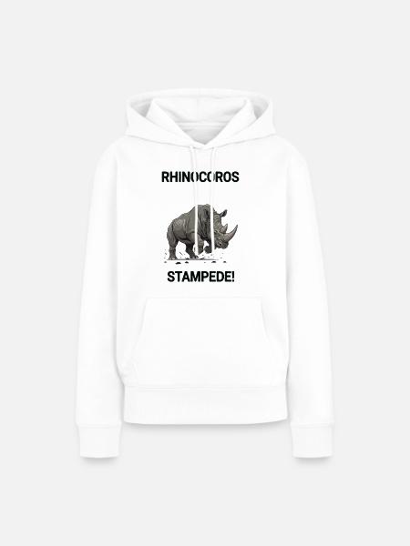 Rhinoceros Stampede Wildangriff - Frauen Premium Bio Hoodie - Weiß