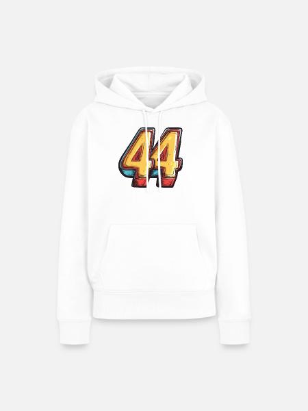 44 Zahl Bunt - Frauen Premium Bio Hoodie - Weiß