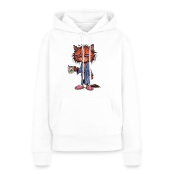 Chat Café Fatigué - Sweat à capuche Premium bio Femme - blanc - Devant - Julia (174cm)