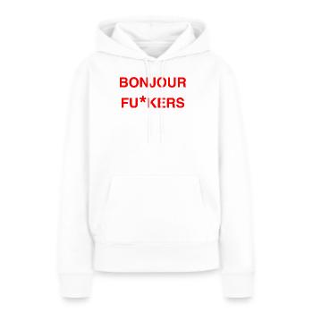 Bonjour Rebel Typo Graphic - Frauen Premium Bio Hoodie - Weiß - Vorne - Julia (174cm)