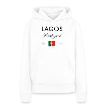 Lagos Portugal Koordinaten Reise Souvenir - Frauen Premium Bio Hoodie - Weiß - Vorne - Julia (174cm)