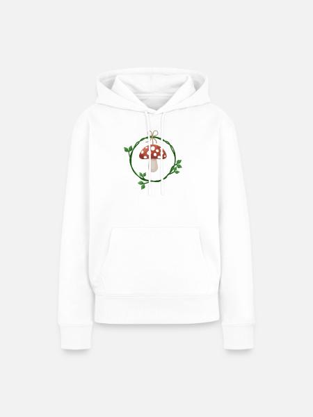 Waldpilz im Rankenkranz – Skandi - Frauen Premium Bio Hoodie - Weiß
