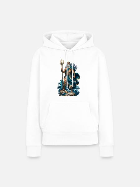 Meeresgott Poseidon im Sturm - Frauen Premium Bio Hoodie - Weiß