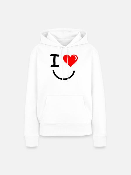 I Love Gesicht - Frauen Premium Bio Hoodie - Weiß