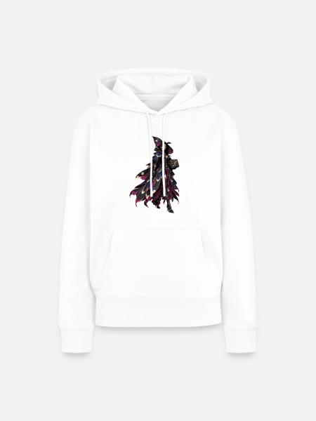 Farbige Hexenkappe mit Flügeln - Frauen Premium Bio Hoodie - Weiß