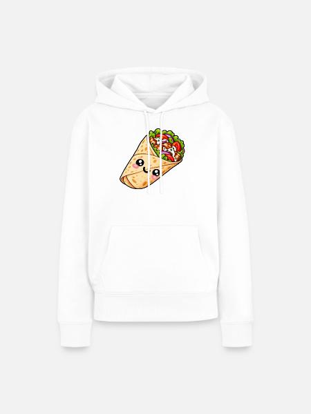 Kawaii Burrito Wrap Cartoon - Frauen Premium Bio Hoodie - Weiß