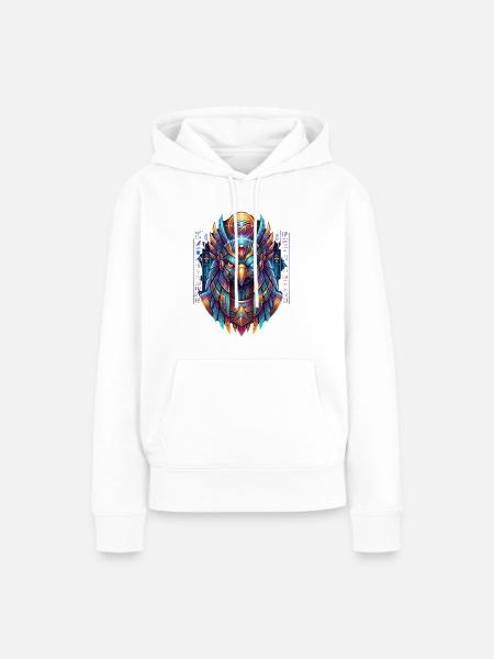Neon-Ägyptische Eule - Frauen Premium Bio Hoodie - Weiß