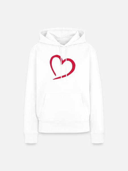 herz - Frauen Premium Bio Hoodie - Weiß