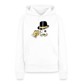smiley chapeau monocle moustache melon - Sweat à capuche Premium bio Femme - blanc - Devant - Julia (174cm)
