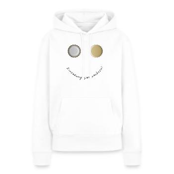 Einladung zm Lächeln - Frauen Premium Bio Hoodie - Weiß - Vorne - Julia (174cm)
