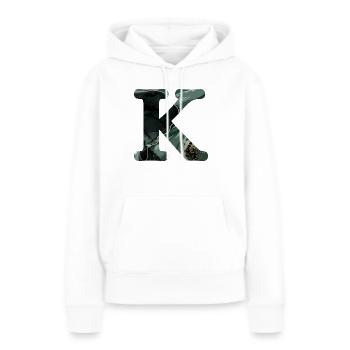 Lettre k marbré vert - Sweat à capuche Premium bio Femme - blanc - Devant - Julia (174cm)