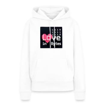 Liebe in Bytes Pixel Art - Frauen Premium Bio Hoodie - Weiß - Vorne - Julia (174cm)
