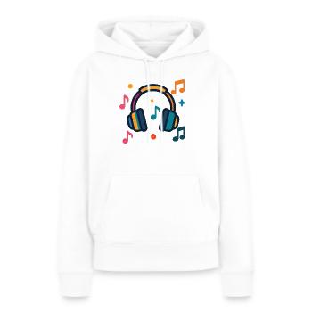 Kopfhörer und Notizen - Frauen Premium Bio Hoodie - Weiß - Vorne - Julia (174cm)