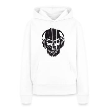 Skelett mit bart - Mütze und Kopfhoerer - Frauen Premium Bio Hoodie - Weiß - Vorne - Julia (174cm)