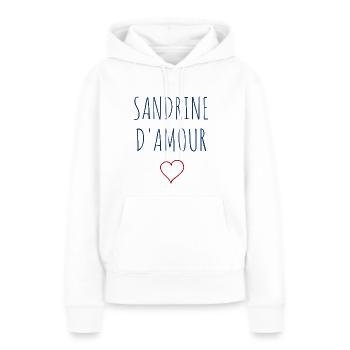 SANDRINE D'AMOUR - COEUR - Sweat à capuche Premium bio Femme - blanc - Devant - Julia (174cm)