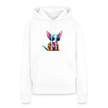 TechTails // Chien Cyberpunk - Sweat à capuche Premium bio Femme - blanc - Devant - Julia (174cm)