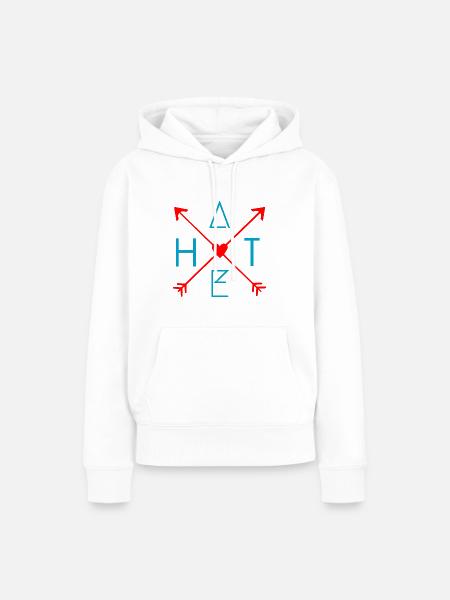 Love Hate - Frauen Premium Bio Hoodie - Weiß