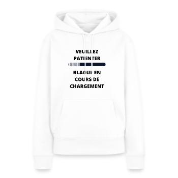 t-shirt blague en cours de chargement cadeau - Sweat à capuche Premium bio Femme - blanc - Devant - Julia (174cm)