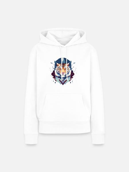 Künstlerischer Tigerkopf - Frauen Premium Bio Hoodie - Weiß