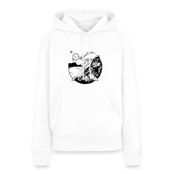 Chat d’effacement - Sweat à capuche Premium bio Femme - blanc - Devant - Julia (174cm)