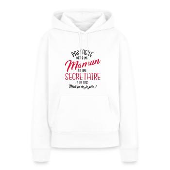 Maman et secrétaire - Sweat à capuche Premium bio Femme - blanc - Devant - Julia (174cm)