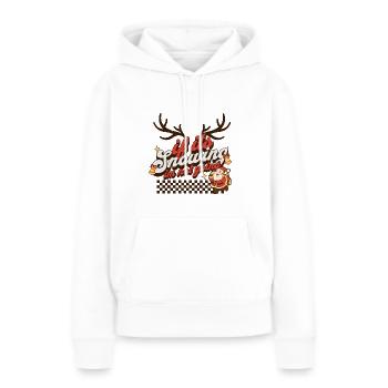 S’il neige, je n’y vais pas - Sweat à capuche Premium bio Femme - blanc - Devant - Julia (174cm)
