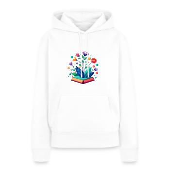 "Verzaubernde Fusion: Eine literarische Inszenierung - Frauen Premium Bio Hoodie - Weiß - Vorne - Julia (174cm)