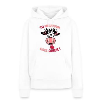 tu meuh fais chier vache expression - Sweat à capuche Premium bio Femme - blanc - Devant - Julia (174cm)