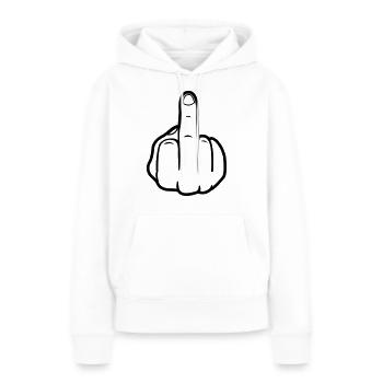 mittelfinger_black - Frauen Premium Bio Hoodie - Weiß - Vorne - Julia (174cm)