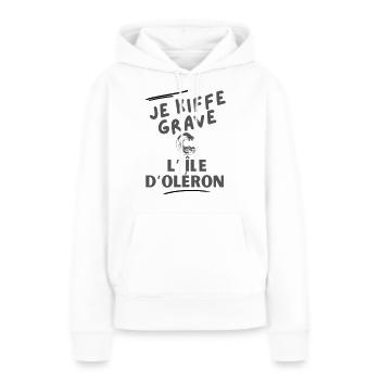Je kiffe grave l'île d'Oléron 2 - Sweat à capuche Premium bio Femme - blanc - Devant - Julia (174cm)